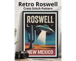 Wanderstitch: A Retro Travel Cross-Stitch Collection- Retro Roswell Poster Cross Stitch Pattern