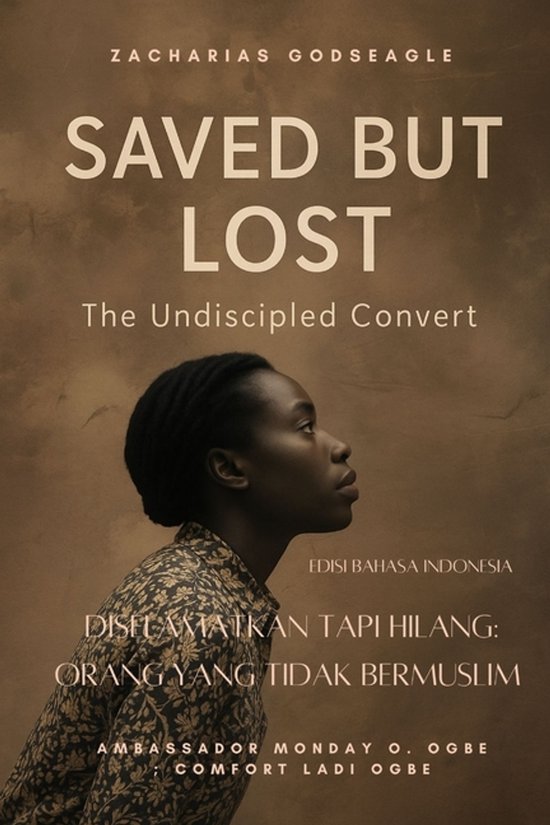 Boek "Saved But Lost - The Undiscipled Convert" met op de voorkant een vrouw met een patroon overhemd.