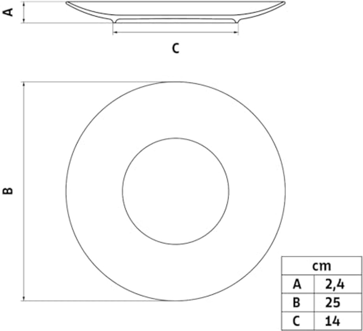 Porseleinen ronde platte borden 25 cm - Set van 6