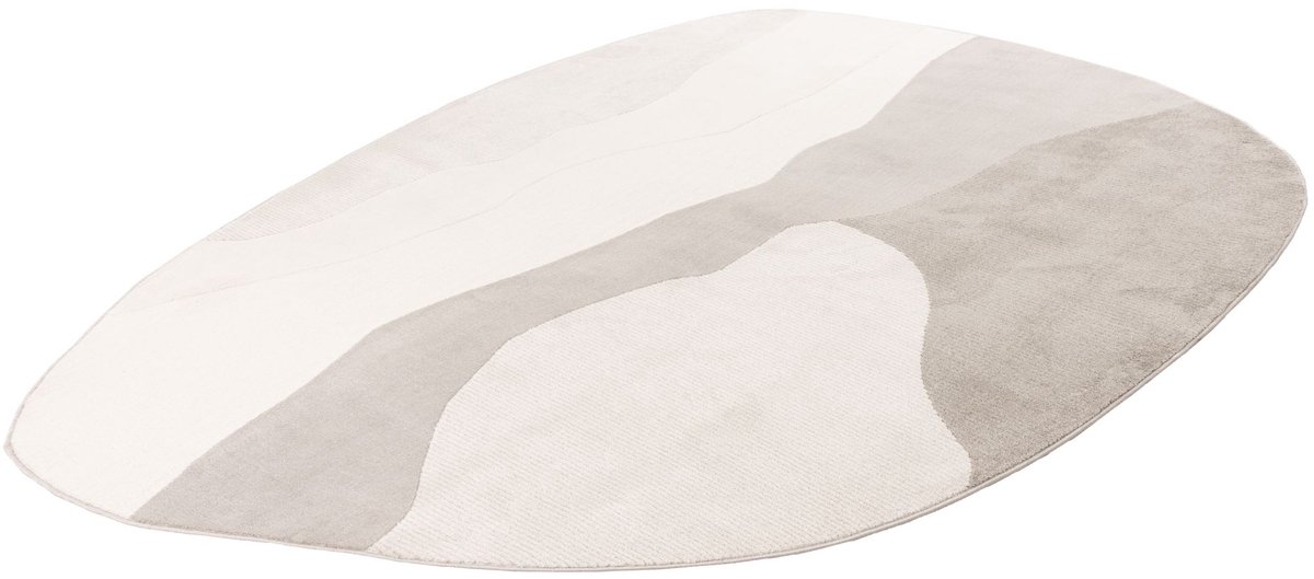 Batucci Vloerkleed - Organische Vormen - Modern - Zilver Wit - 3D-effect - Comfortabel en Onderhoudsvriendelijk