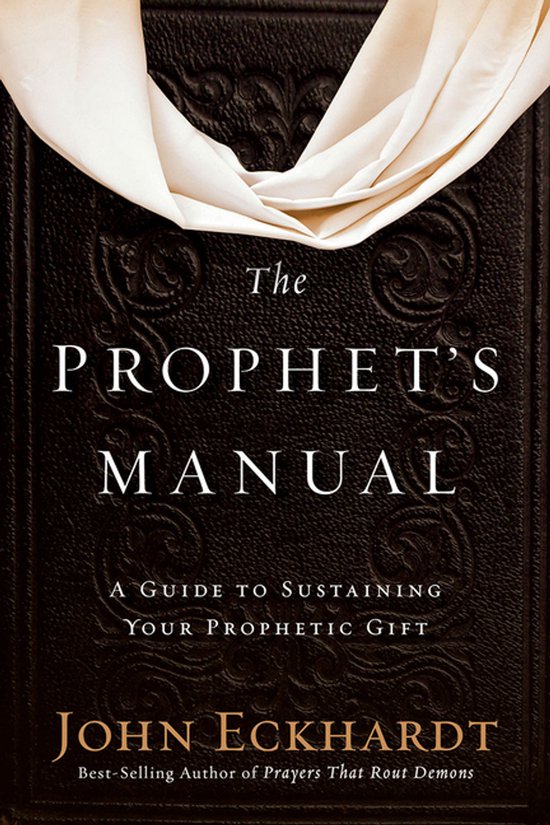 La couverture de 'The Prophet's Manual' avec un tissu blanc drapé par-dessus.