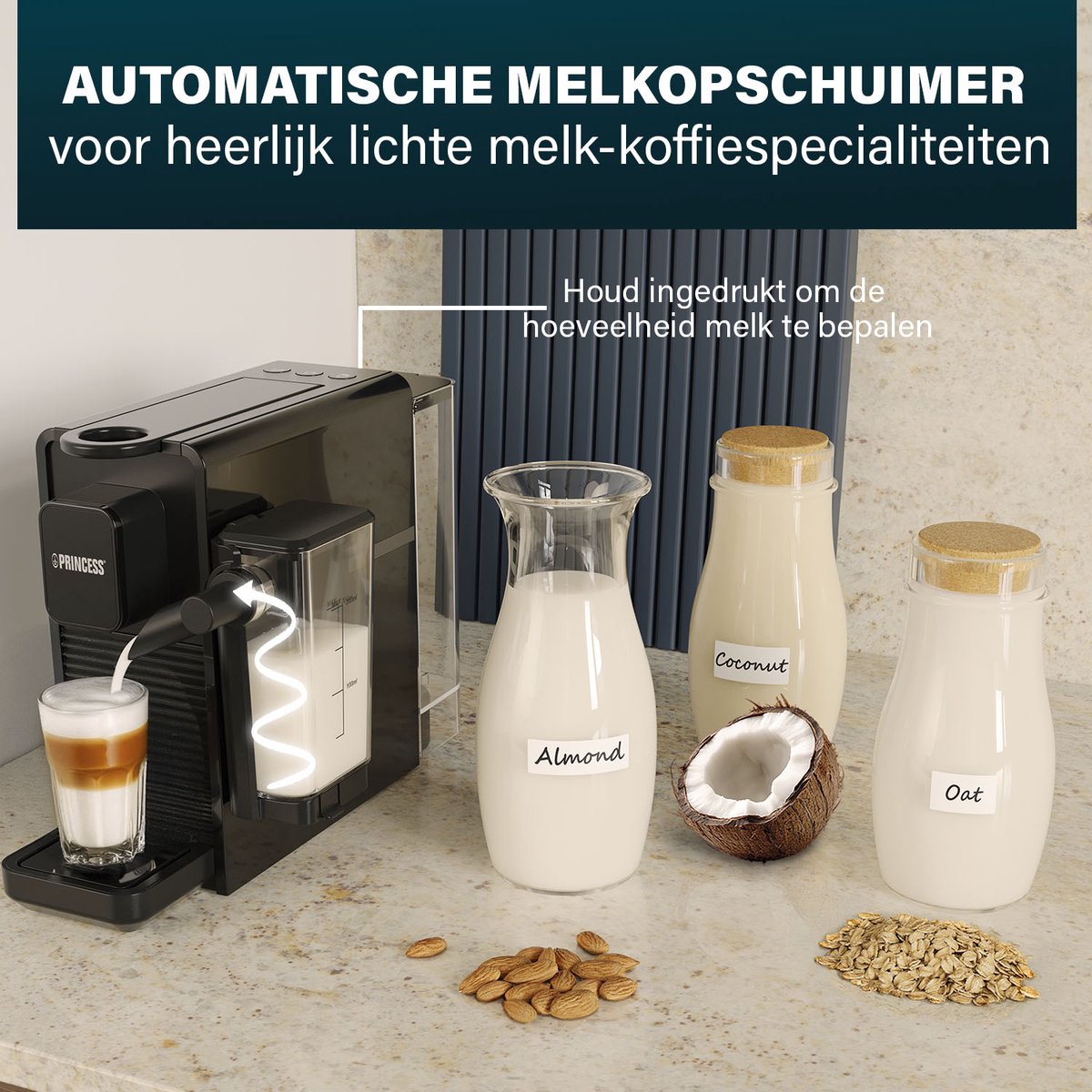 Princess Capsule Koffiemachine met Melkopschuimer - 249455 – Geschikt voor Nespresso – 20 Bar – Espresso, Cappuccino & Latte – Compact – Automatisch Melksysteem - 1400 W — afbeelding 4