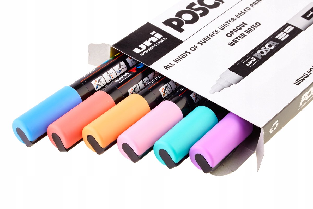 POSCA Markers Set 6 Pastel Kleuren - Made in Japan