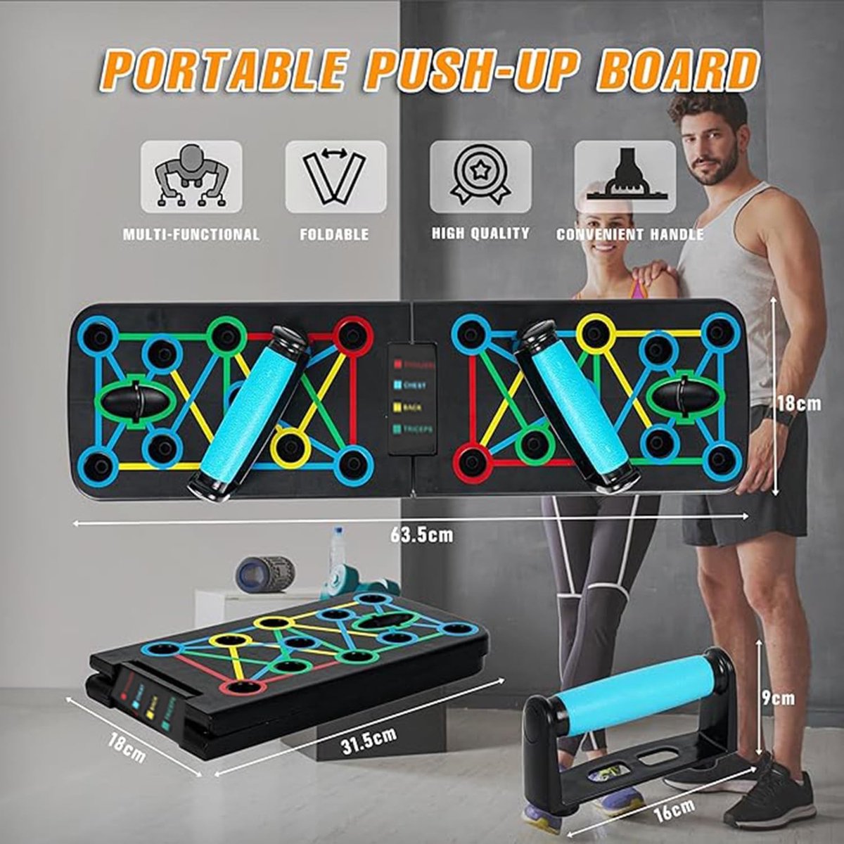 Unyqoos® Opvouwbaar en Draagbaar Push-Up Bord voor Thuis en Sportschool Training