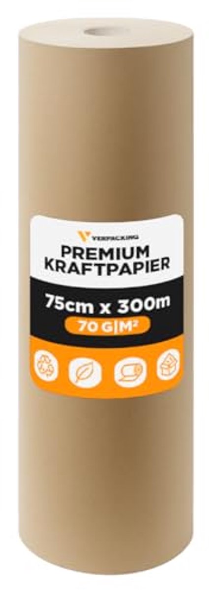 Kraftpapier 70 g/m² Inpakpapier 75 cm x 300 m op Rol - Bruin Cadeaupapier