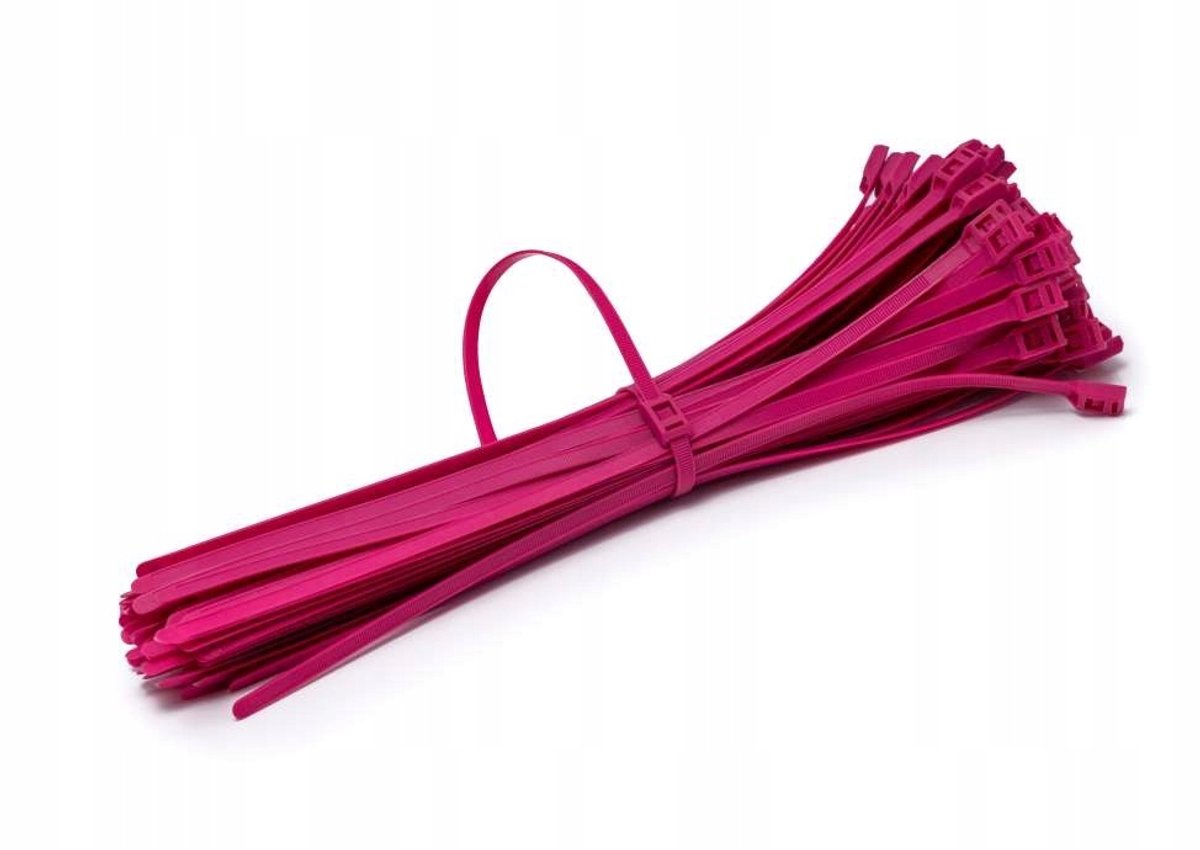 Roze Kabelbinders met Platte Sluiting - 350x7,5mm (100 stuks)