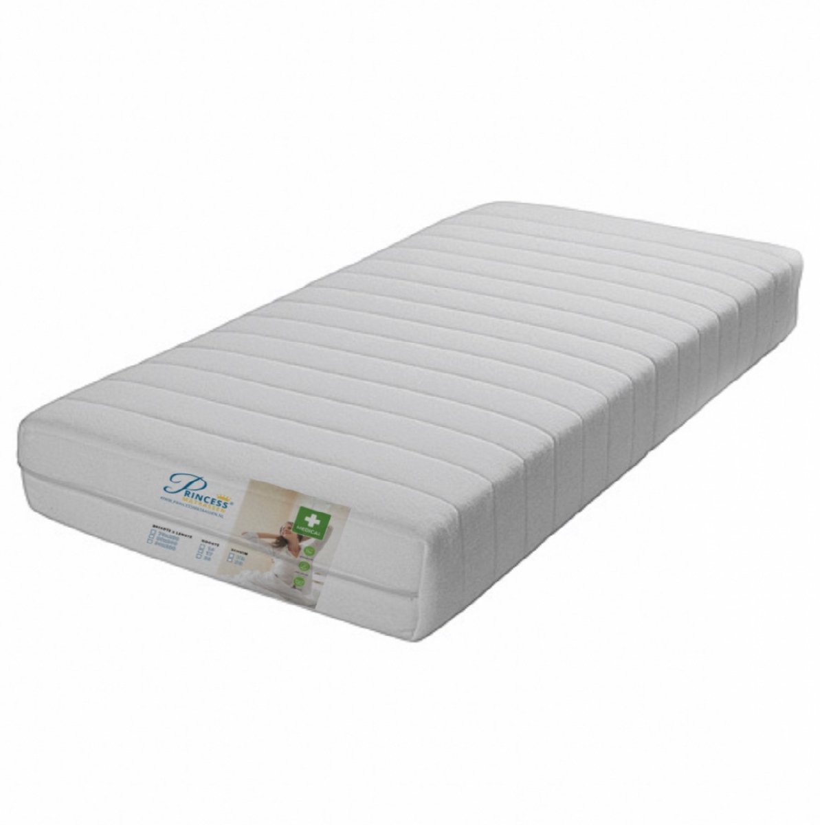 Princessmatrassen Comfort Medium HR40 Princess Kindermatras -80x200x17-cm- Afritsbare Hoes Wit