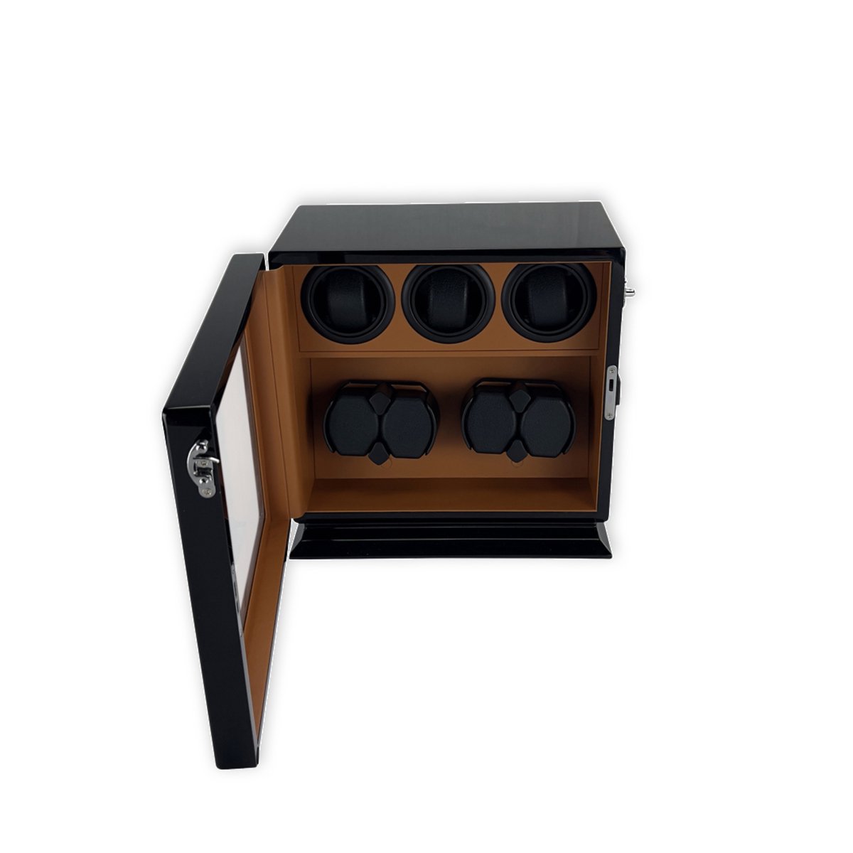 Leader Luxe Watchwinder voor 7 horloges - Met interieurverlichting - Horloge opwinder - horloge box - Bruin interieur - Zwart