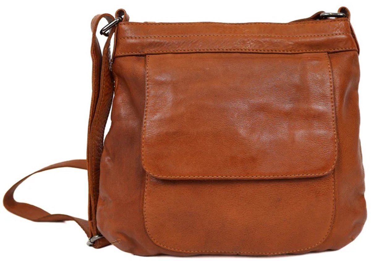 Bear Design Merle Leren Schoudertas - Cognac