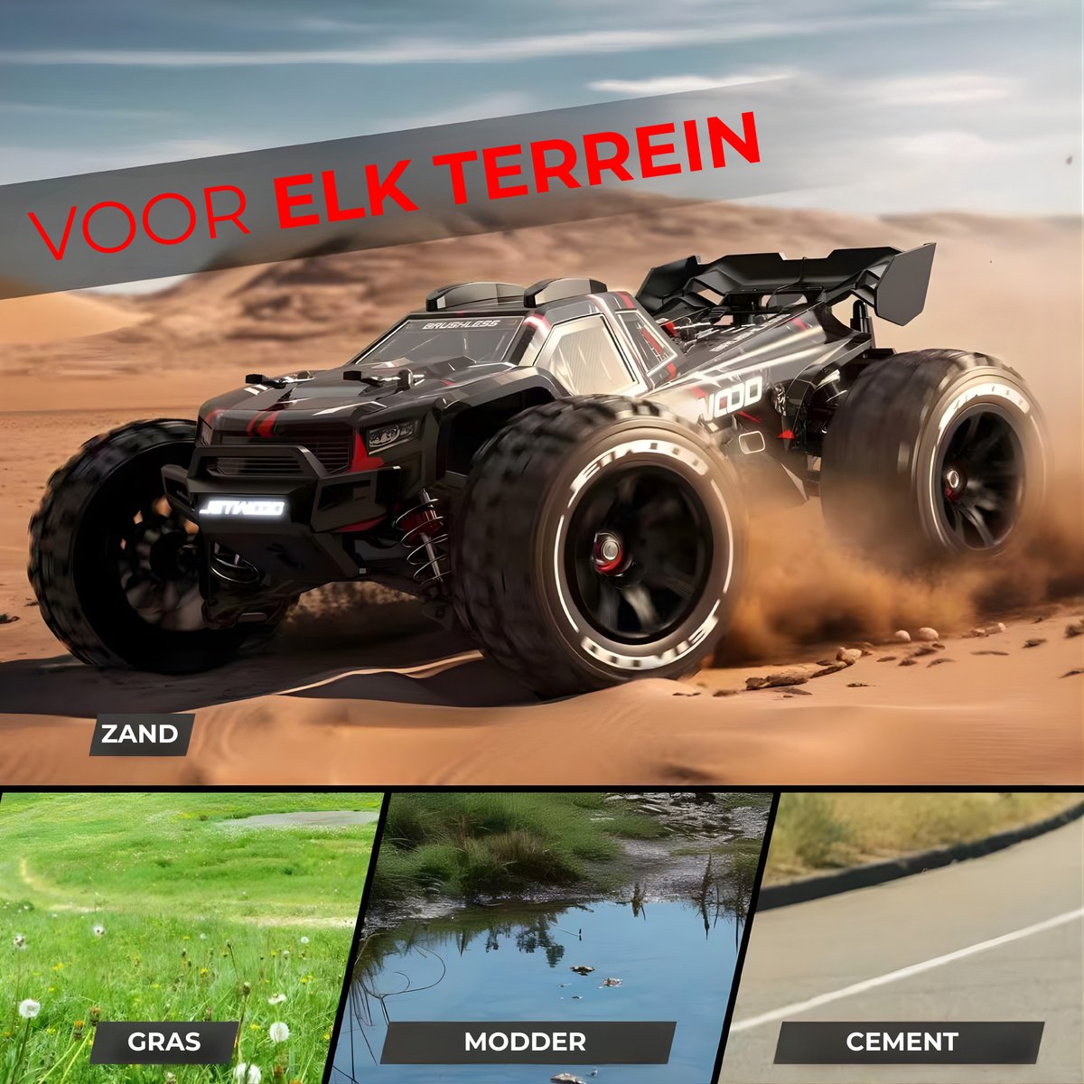 DreamGoods Bestuurbare RC Auto - 80km/h - Limited Edition - Top Speed Race Auto - 1:20 Offroad Drift Car - 300 m Afstandbestuurbaar - Radiografisch - Waterdicht - Bestuurbare Auto voor Buiten - RC Auto Volwassenen - voor Jongens — afbeelding 9