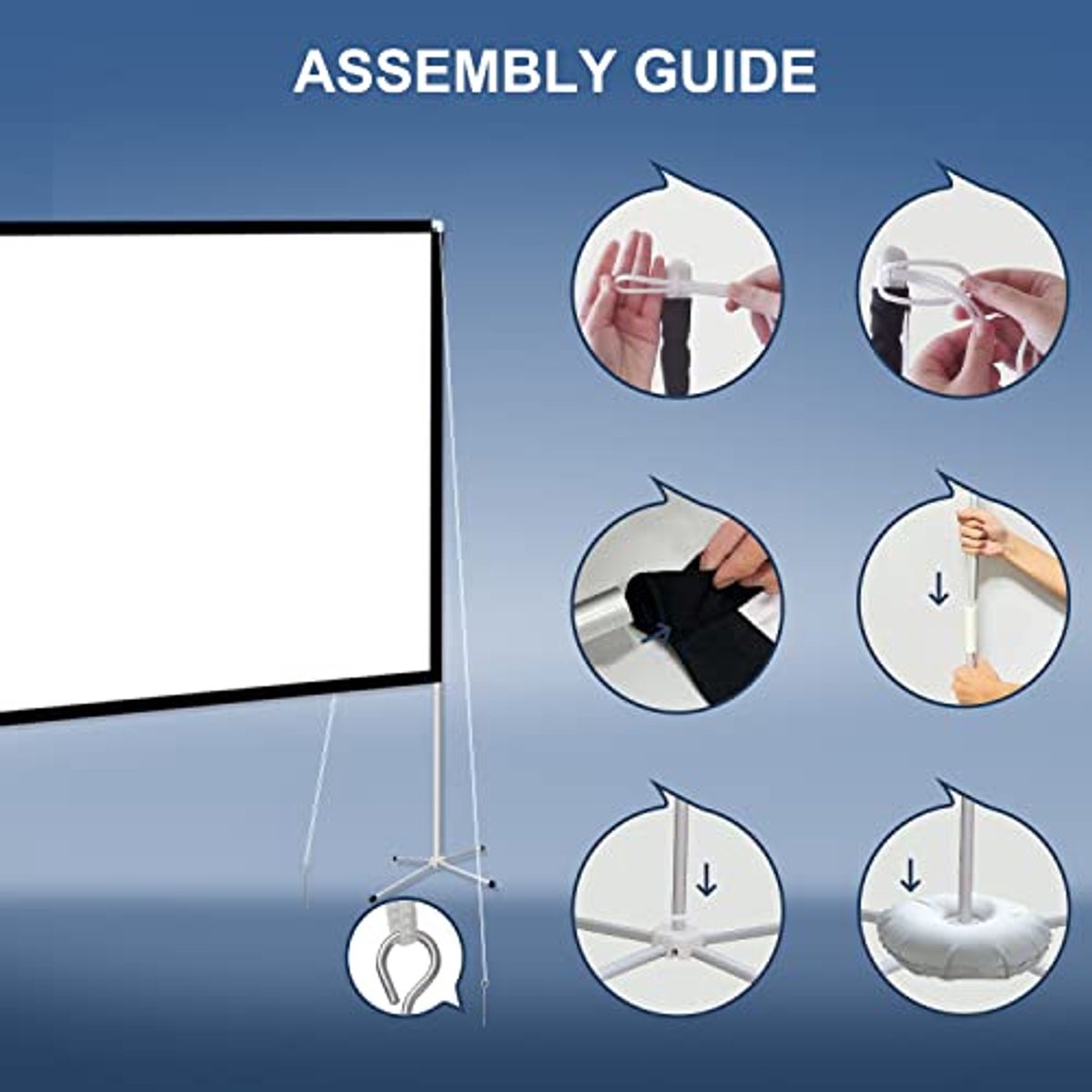 80 inch Projectorscherm voor Buiten - Draagbaar 4K HD Filmscherm met Standaard