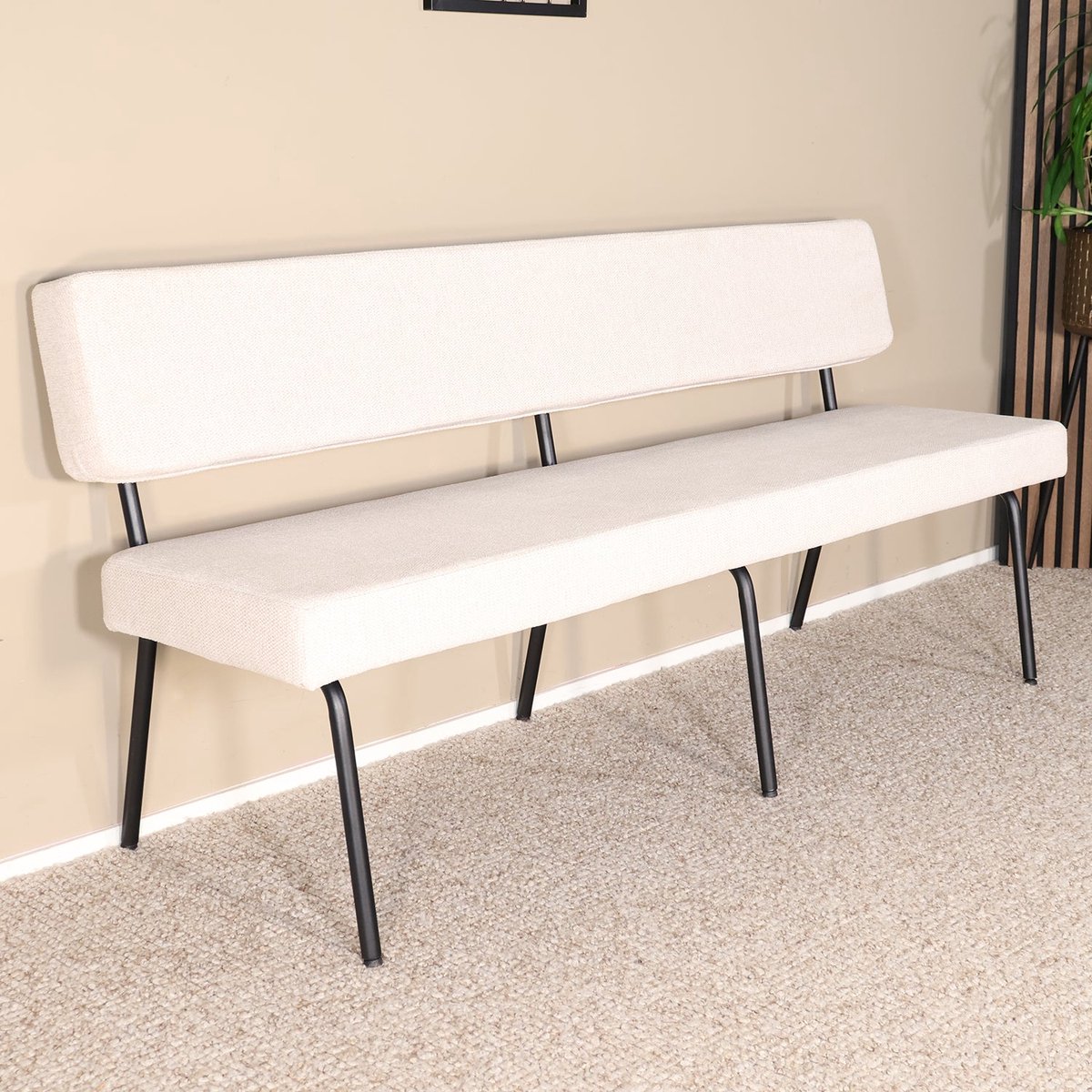 Lizzely Garden & Living Eetkamerbank 180cm Wendy zand stof eetbank