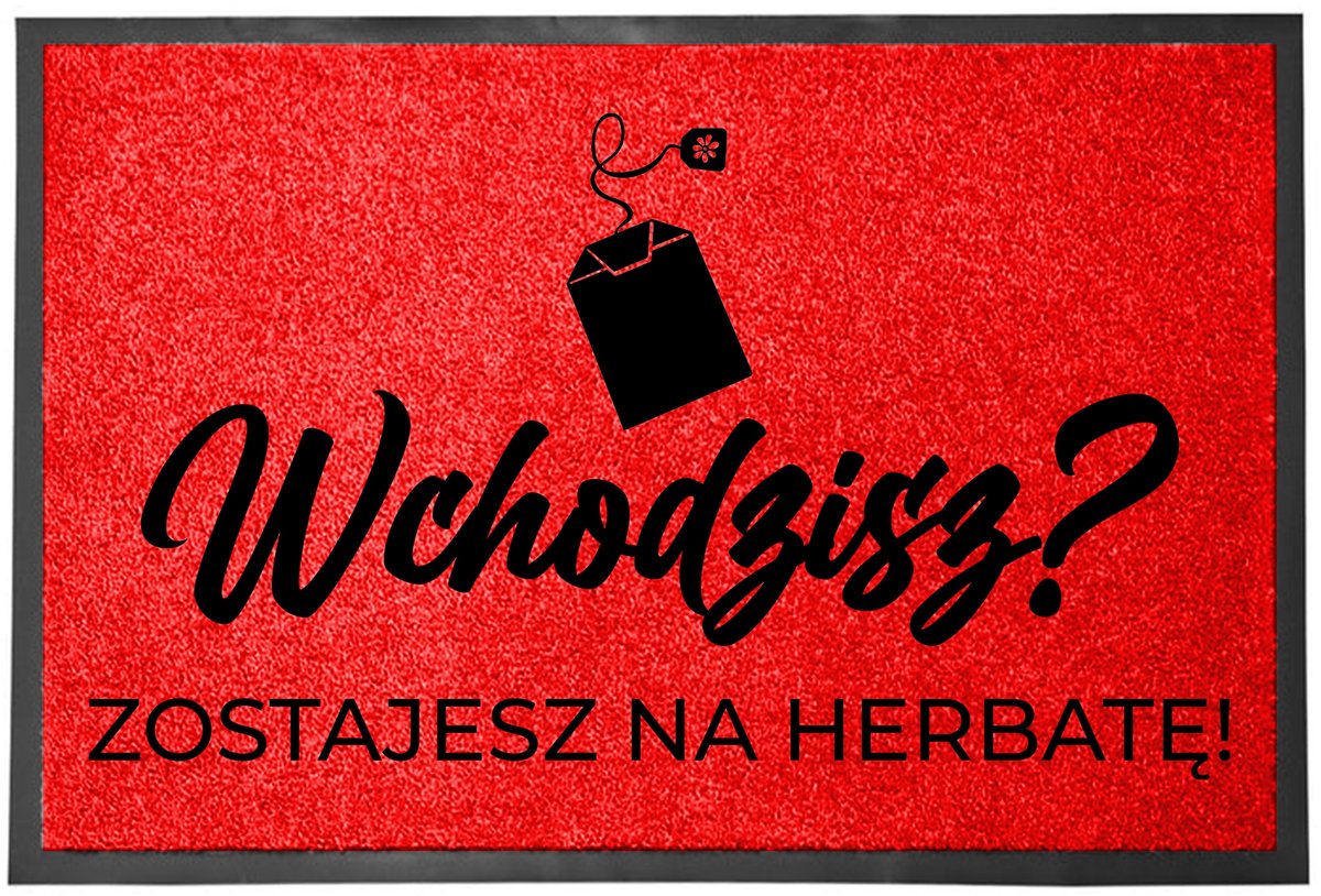 Rode Deurmat 40x60cm - 'Koffie Wacht!' - Sneldrogend & Antislip