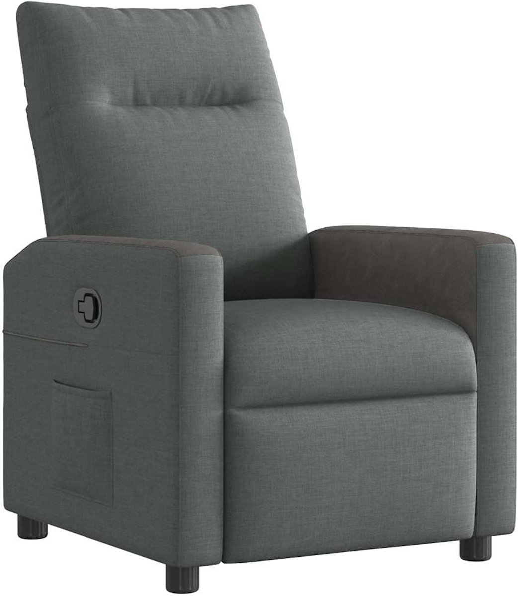 vidaXL Relaxfauteuil - Donkergrijze - Stof donkergrijs en zwart