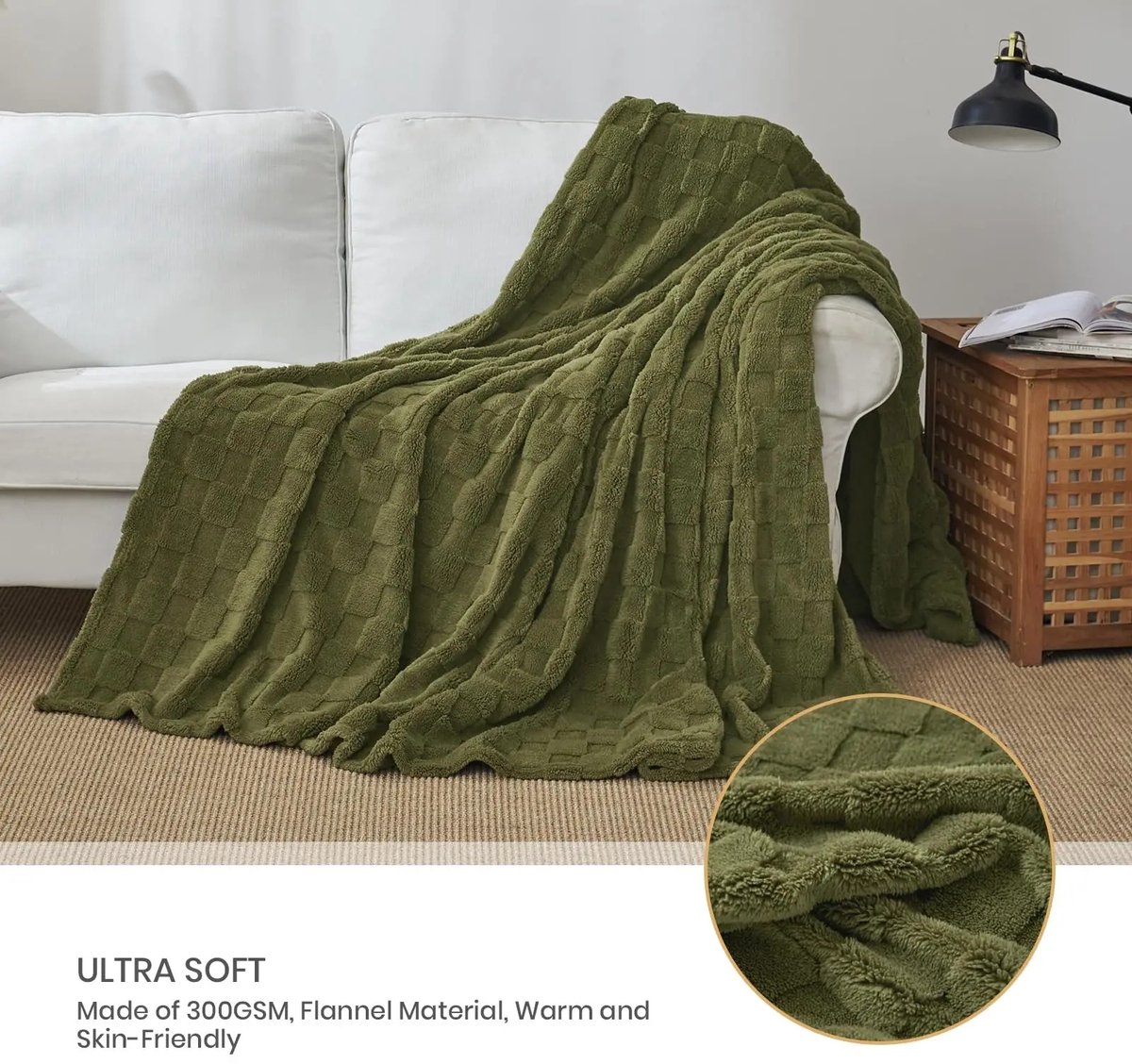 Aafinity plaid - Kleed - Deken - Bank Deken - Deken algemeen - Zacht en Donzig - wasbaar in de wasmachine - Groen - 130 cm x 150 cm — cadeau in Wonen & Interieur - foto 4
