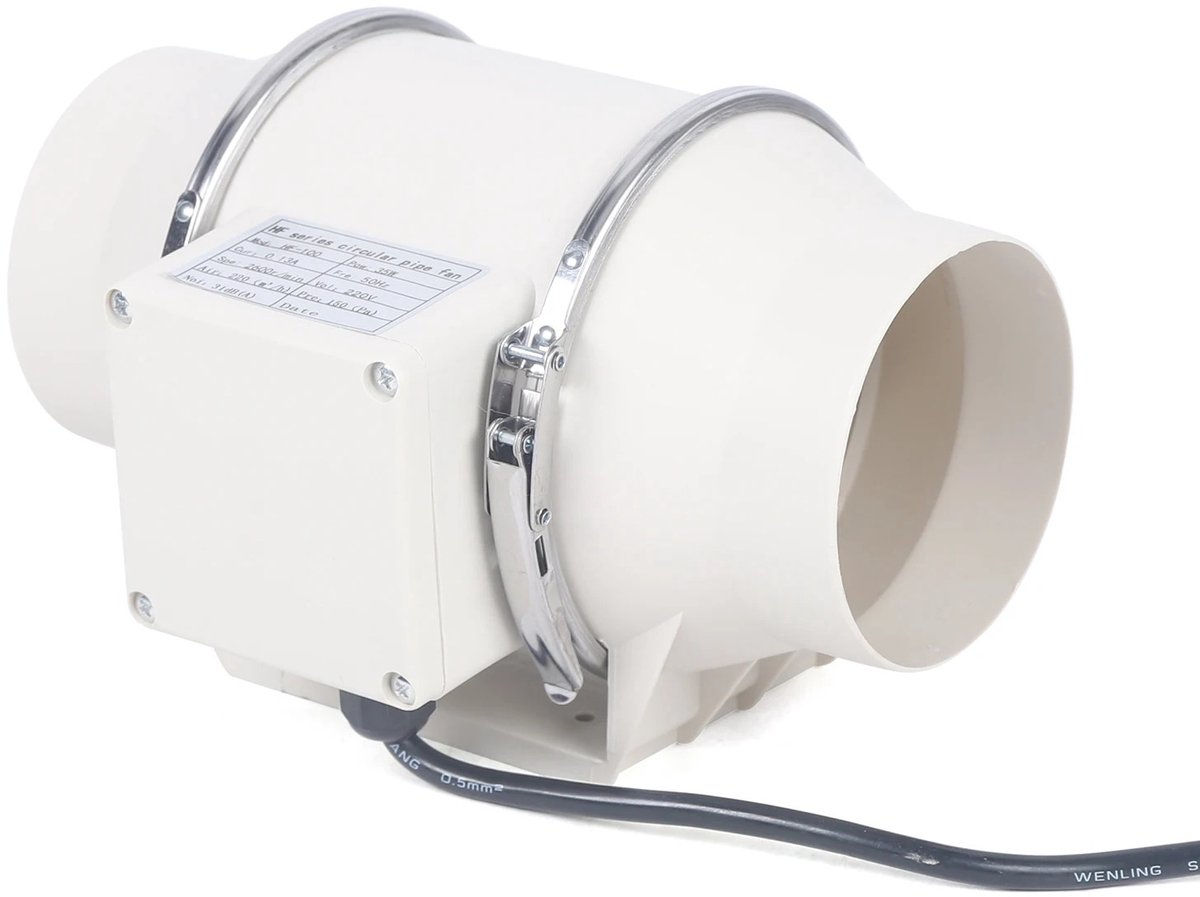 Aiverig® Afzuigventilator 220 m³/h – Wit – Buisventilator & Kanaalventilator – Krachtige Stille Ventilatie 31 dB – Voor Badkamer, Keuken & Berging – Compact & Eenvoudig te Reinigen
