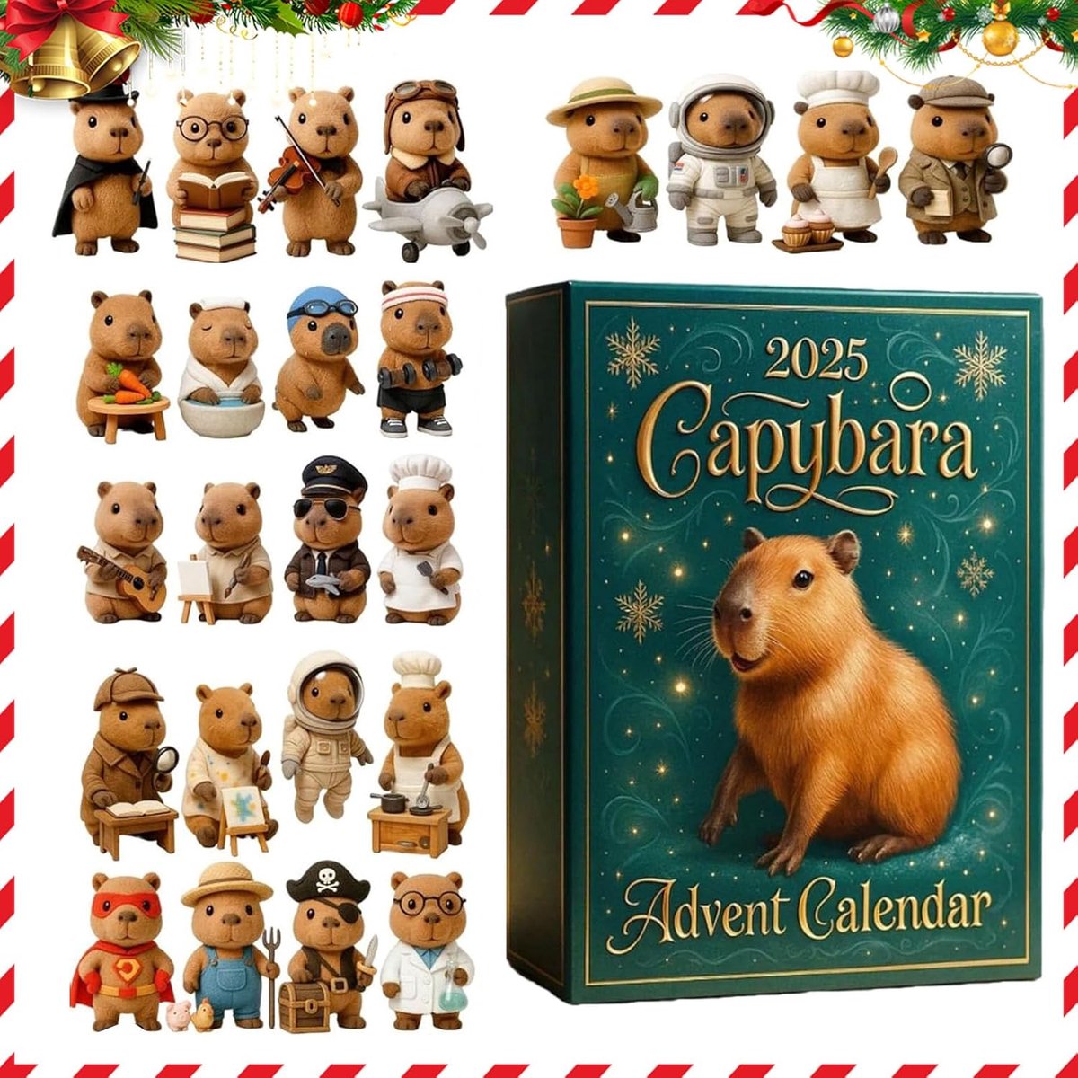 2026 Capybara Kerstadventskalender - 24-daagse Acryl Hangende Ornament Adventskalender - 2D Speelse Capybara-kerstboomversieringen