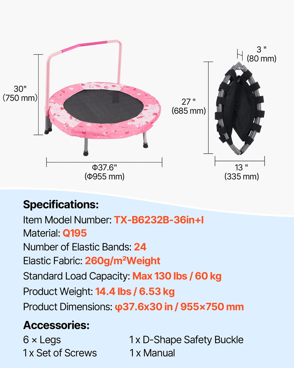 VEVOR Trampoline Opvouwbare Mini Trampoline 100kg Rebounder Trampoline Opvouwbaar – foto 6