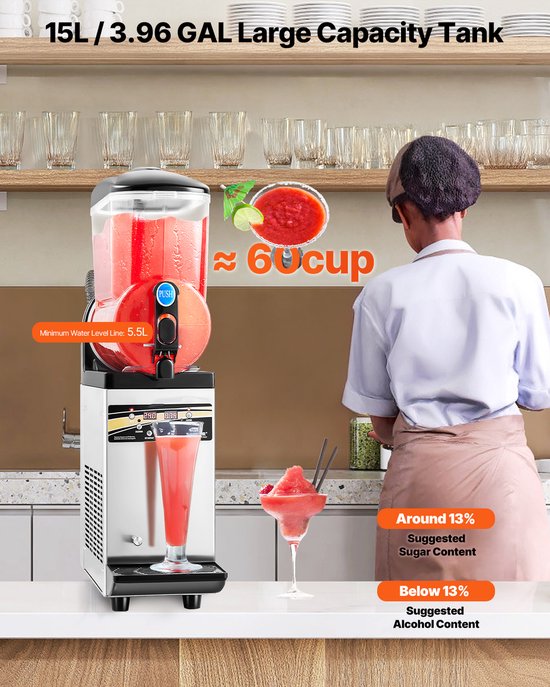 VEVOR Commerciële Slushy Machine 15L Margarita Smoothie Bevroren Drankmaker van Merkloos — afbeelding 3