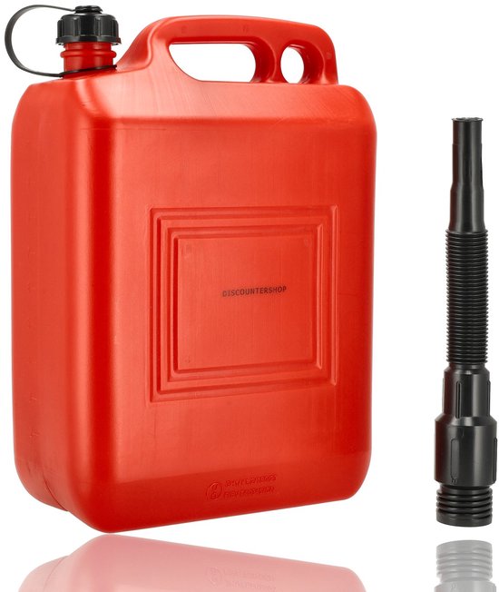 Jerrycan 10 Liter Rood – Set van 2 – UN-Gekeurde Brandstof Jerrycans voor Benzine en Diesel – Kunststof Benzinetank met Lange Schenktuit en Vulslang – Brandstofkan jerrycan Voor Auto, Boot, Camper en Tuinmachines