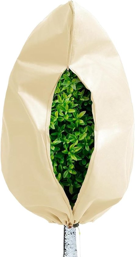 OIMG Plantenhoes voor de winter - Plantenbeschermer met ritssluiting voor de winter - plantenbeschermingszak - vliesstof voor planten - beschermhoes met trekkoord en ritssluiting - buiten - winddicht - ademend - bescherming tegen kou -120 x 180 cm