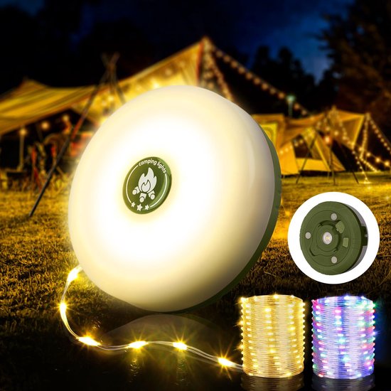 OIMG Campinglamp - Camping Lichtsnoer 10 Meter -Warm licht en gekleurd licht - Ambience Strip - IPX4 Waterdicht - Verlichting Buiten Slinger - draagbaar -waterdicht - campinglicht - USB - oplaadbaar - Voor Camping - Balkon - Feest & Terras — afbeelding 2