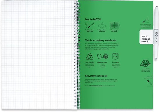 MOYU - Flashy Moss Notebook - Carnet effaçable A4 Hardcover