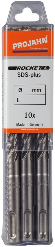 Set de 10 forets à percussion SDS Plus Projahn Rocket 5 – 5 x 110 mm – Pour béton et pierre