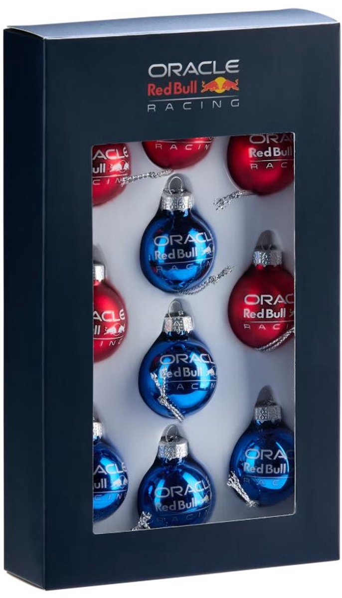Red Bull Racing Mini Kerstballen set 10 stuks - Max Verstappen - Formule 1 Kerstbal -
