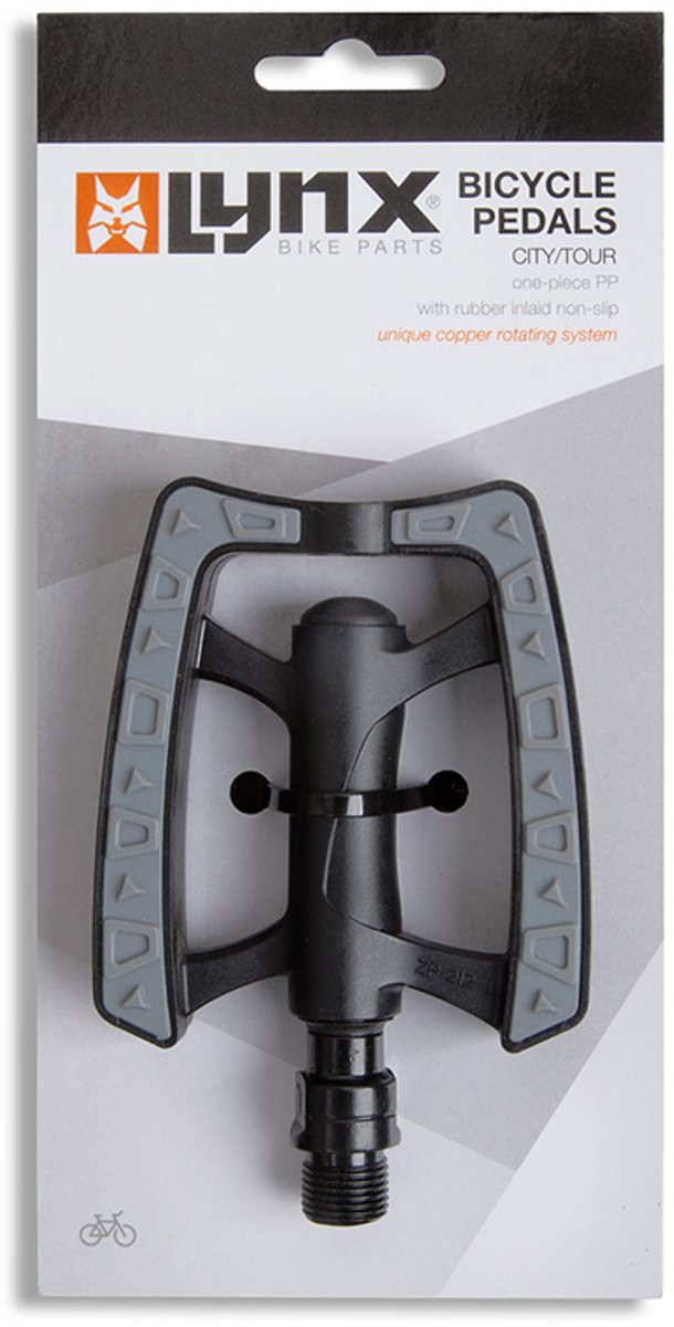 Fiets Pedaalset Lynx City / Tour TPR Rubber Antislip Zwart 9/16 draad