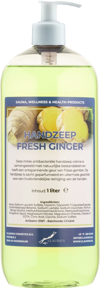 Handzeep Fresh Ginger 1 liter - met gratis pomp