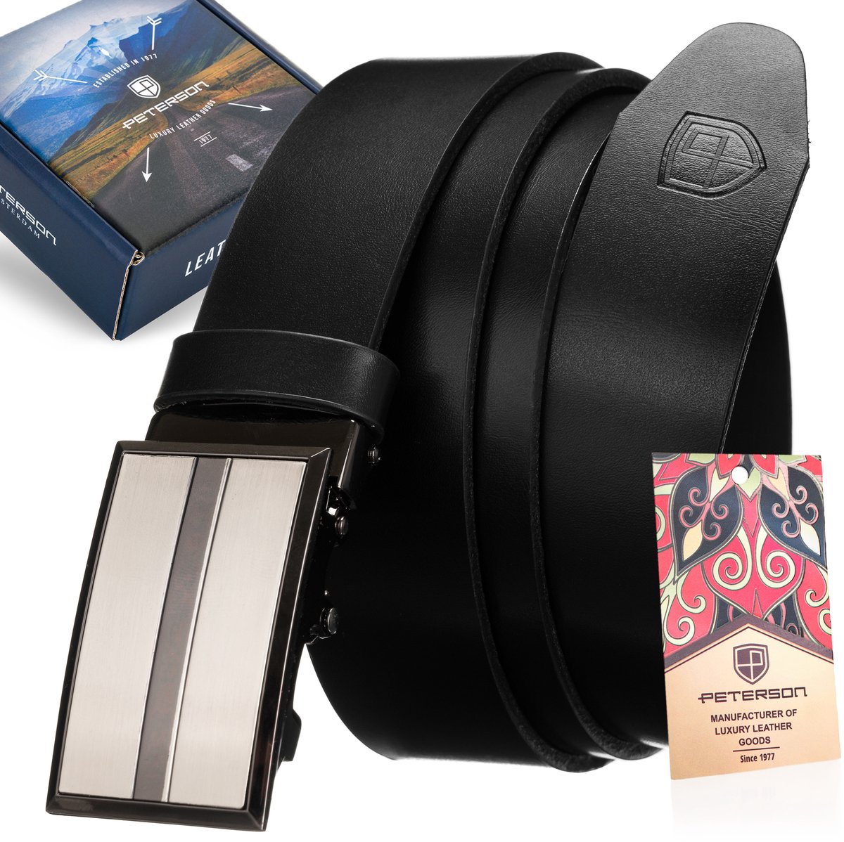 Leren riem PTN 92410793-110 ZWART