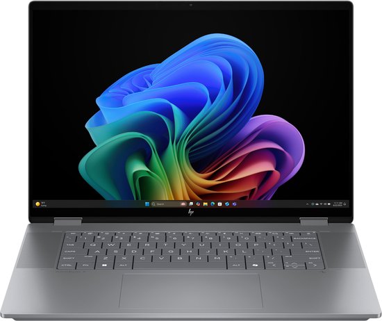 HP OmniBook X Flip Next Gen AI 16-ar0016nw Copilot+ PC AMD Ryzen AI 5 340 Hybride (2-in-1) 40,6 cm (16") Touchscreen 2K 16 GB LPDDR5x-SDRAM 1 TB SSD Wi-Fi 7 (802.11be) Windows 11 Home Zilver - HP - Hoofdafbeelding