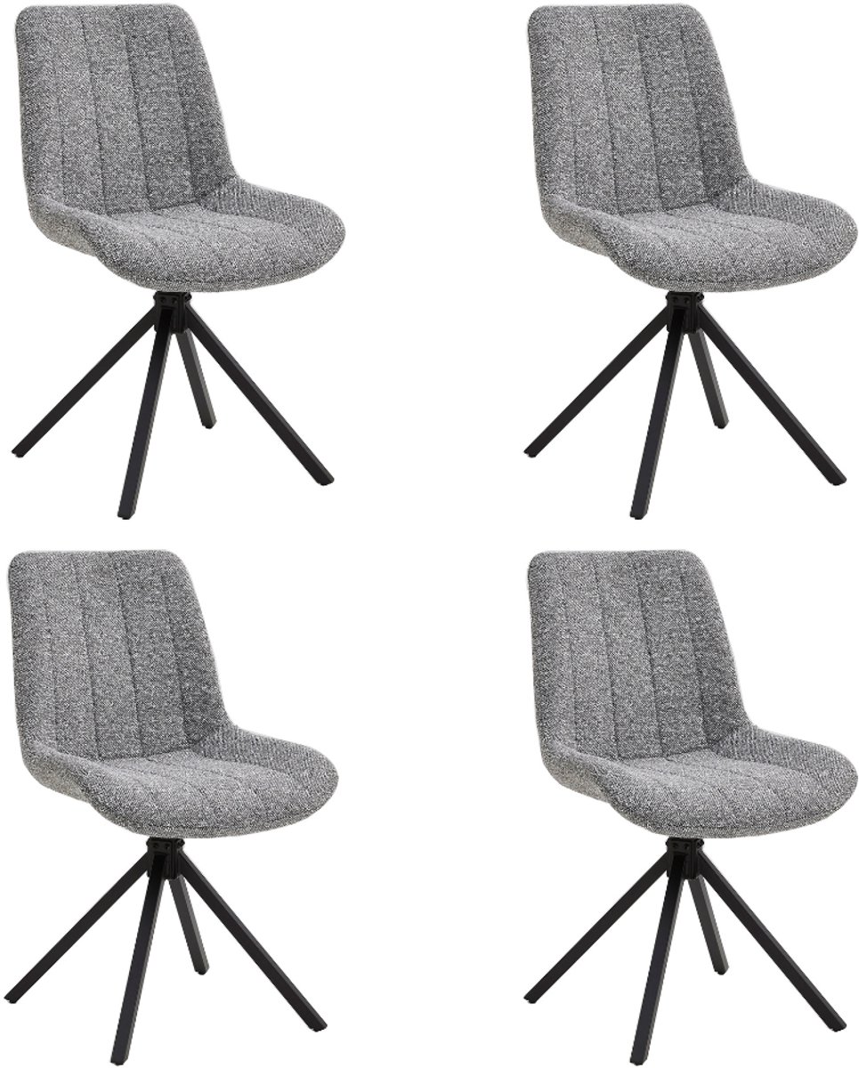 Eetkamerstoelen – Vergaderstoelen – Stoelen – Draaibaar – Set van 4 – Antraciet – Comfortabele Stoelen met Zwarte Metalen Poten – Moderne Design Stoelen voor Eetkamer en Kantoor