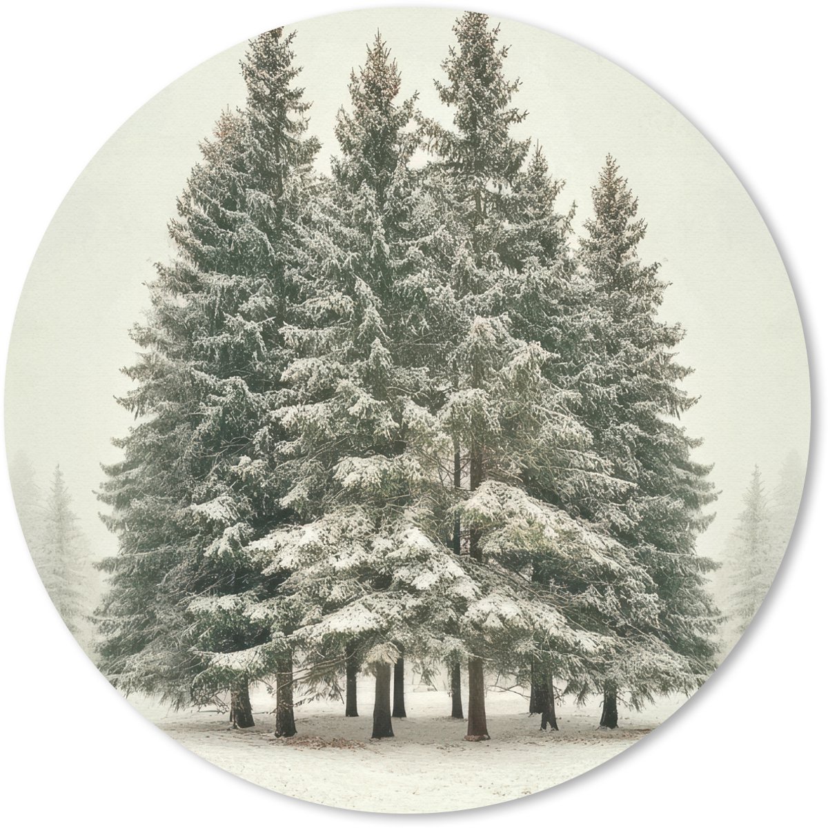 Muismat rond 20x20 cm - Mousepad Bomen - Sneeuw - Wit - Ronde muismatten
