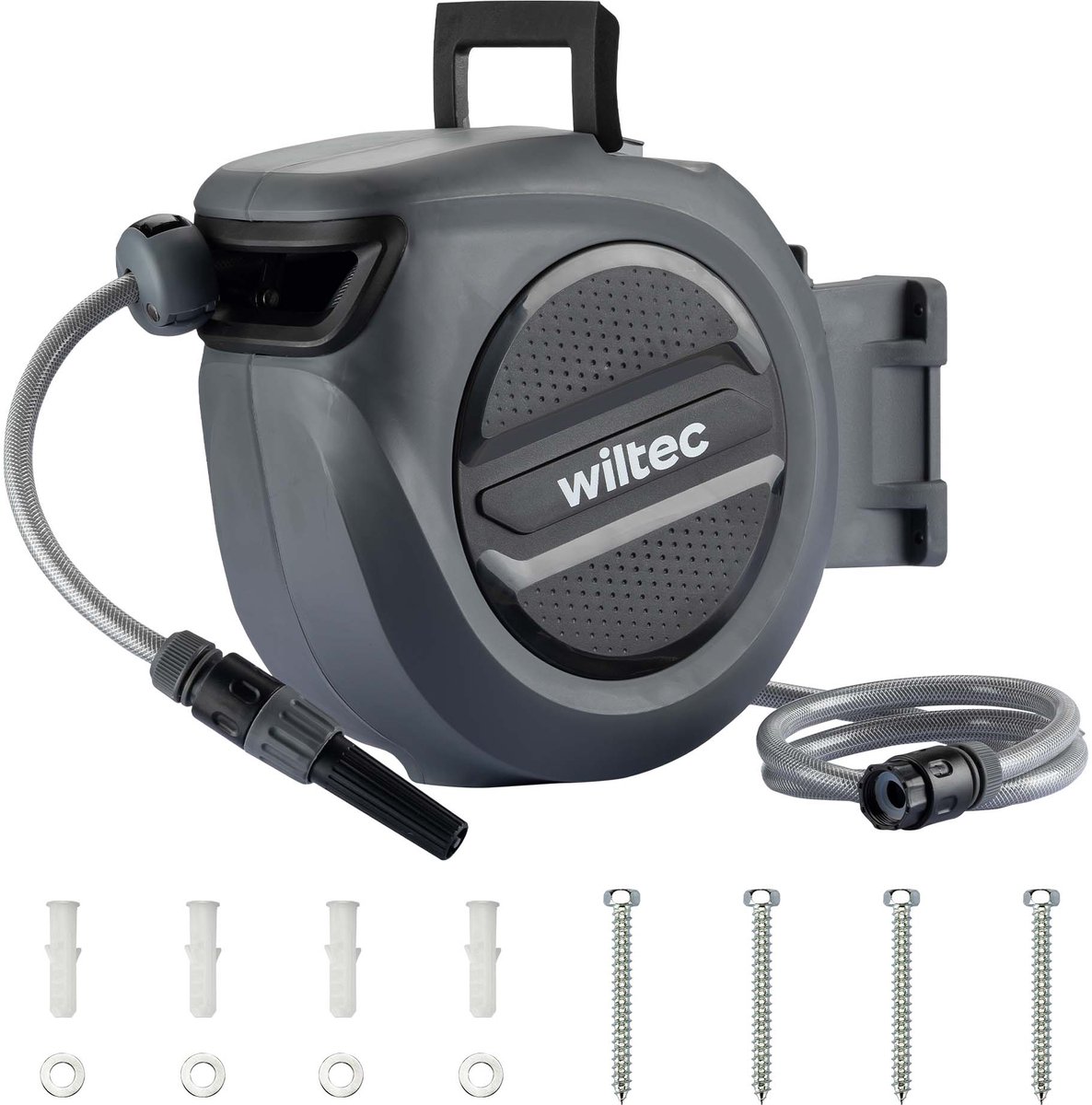 XPOtool automatische slanghaspel 20 meter, compacte haspel voor tuinslang met PVC-slang, waterslanghaspel van PP met verstelbaar mondstuk, slangenbox voor gebruik in de tuin