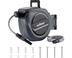 XPOtool automatische slanghaspel 20 meter, compacte haspel voor tuinslang met PVC-slang, waterslanghaspel van PP met verstelbaar mondstuk, slangenbox voor gebruik in de tuin