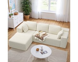 Bealife AR35 Hoekbank - L-vormige Bank - Corduroy - Vierpersoons - Beige