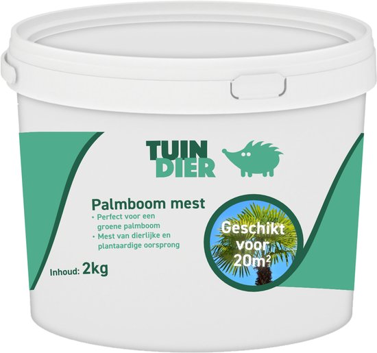 Palmboom meststof | TUIN-DIER® | Palmboom voeding | Palmboom mest | 100% natuurlijk | In handige bewaaremmer | 2.000 gram | 2 kilogram