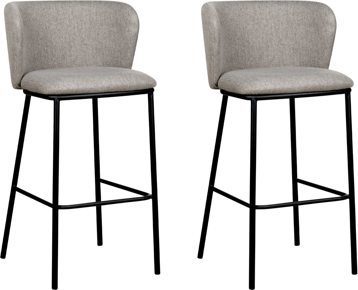 MINA - Barkruk set van 2 - Grijs - Polyester
