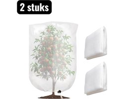 2 stuks - Insectennetten - Insectengaas Zakken voor Planten - Ademend Beschermingsnet voor Groenten en Fruit - Herbruikbare Netten voor Kas en Moestuin -Trekkoord stijl - Wit