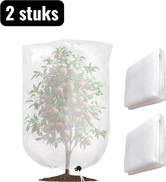 Lot de 2 Filets à insectes - Sacs en filet pour Plantes - Filet de protection respirant pour légumes et fruits - Filets de protection réutilisables pour serre et potager - Fermeture à cordon - Wit