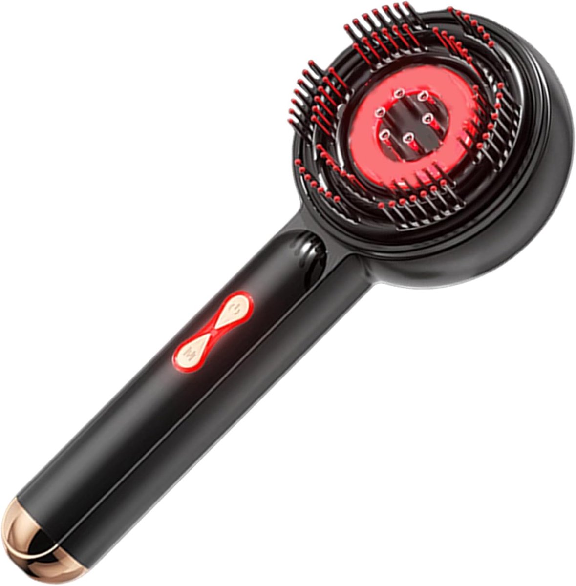 Hoofdhuidmassagekam met rood licht, elektrische hoofdhuidmassagekam met microstroom-olie-applicator, haargroei op de hoofdhuid, gelijkmatig aanbrengen, standaard microstroom-haarzakjes