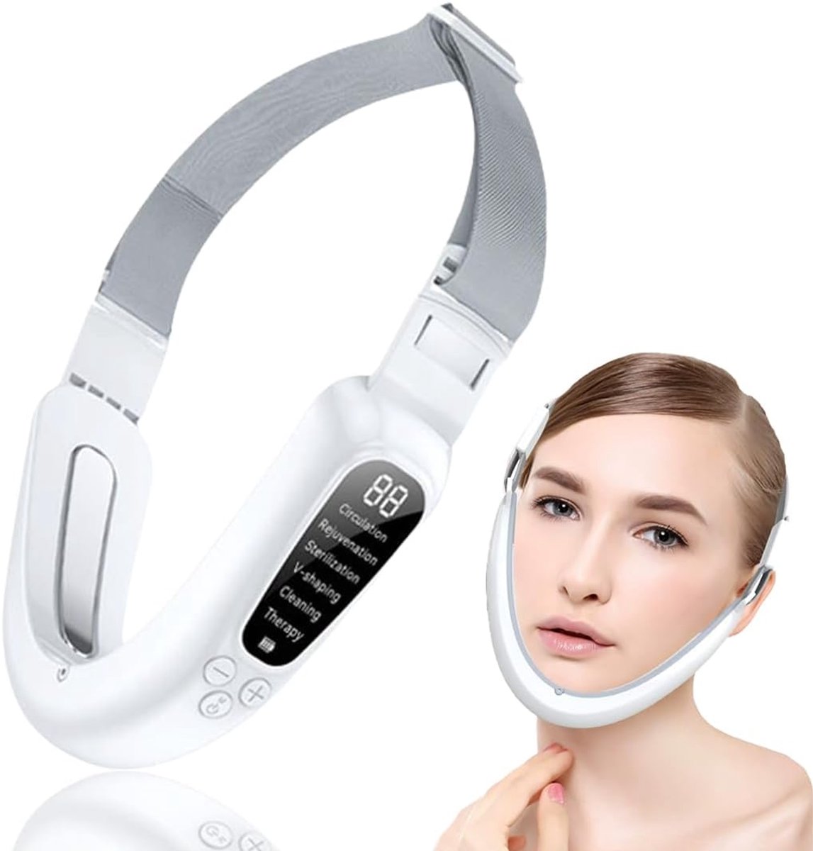 Elektrische V-Face Gezichtsversteviger met Rood & Blauw Lichttherapie - Kinband Liftend Anti-Aging Apparaat