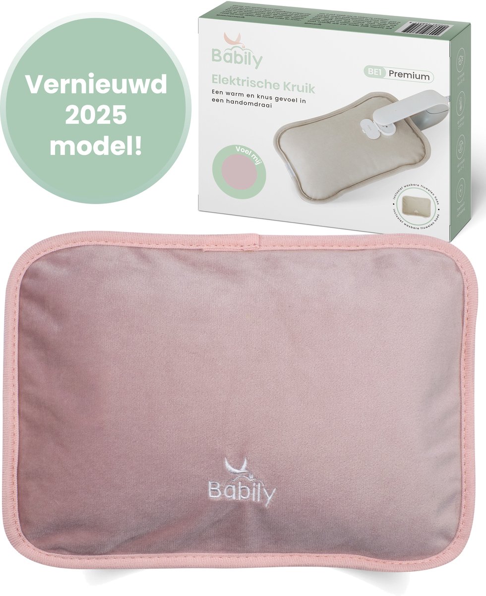 Bol.com Babily Elektrische kruik met fluweelzachte hoes - Oplaadbare warmwaterkruik - Baby kruik - Warmtekruik - Ideaal bij mens... aanbieding