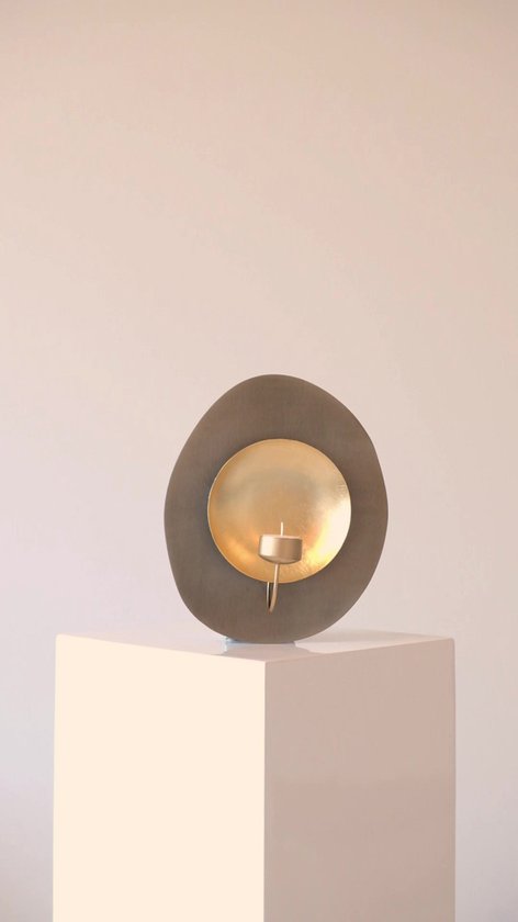 Vidi Tarquinius Wandkandelaar | Muurkandelaar voor Binnen | Wand Kandelaar | Wanddecoratie | Wandornament | Waxinelichthouder | Theelichthouder | Kaarsenplateau| Woondecoratie | Goud | Zwart