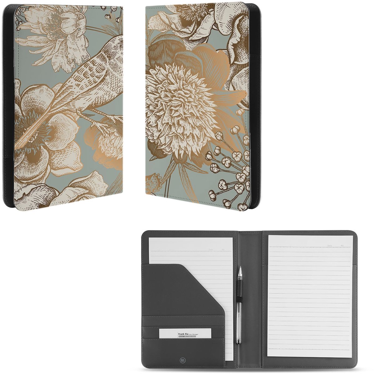 Unieke A5 Map | A5 Schrijfmap - B2C Telecom | Vintage Bird Flowers Design