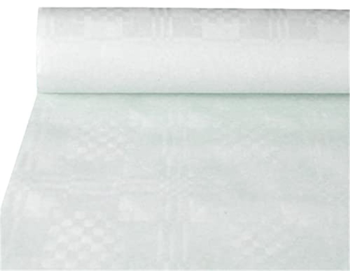 Damast Tafelkleed Rol 10 x 1 m Wit - Papieren Tafelkleed met Damastreliëf