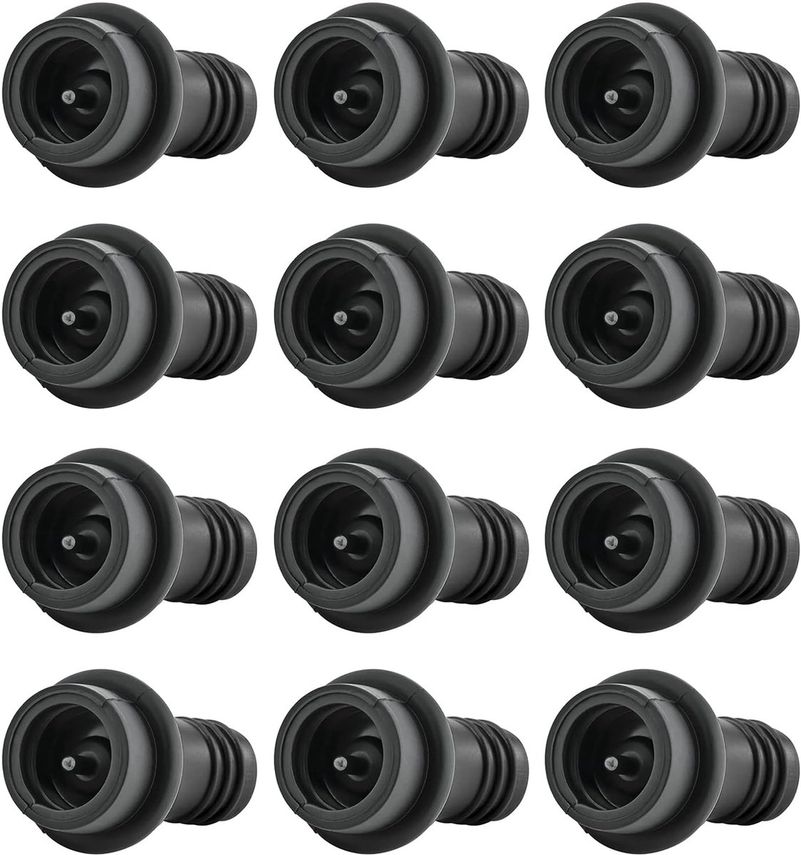 OUYLAF Vacuum Wine Stoppers - vacuum wine stopper - bottle stopper - Wijnstopper Set - Wijn Vacuumpomp Flessenstop - Vacuum Dop Afsluiter - Vacuum Stoppers for Wine - 12pcs - Zwart
