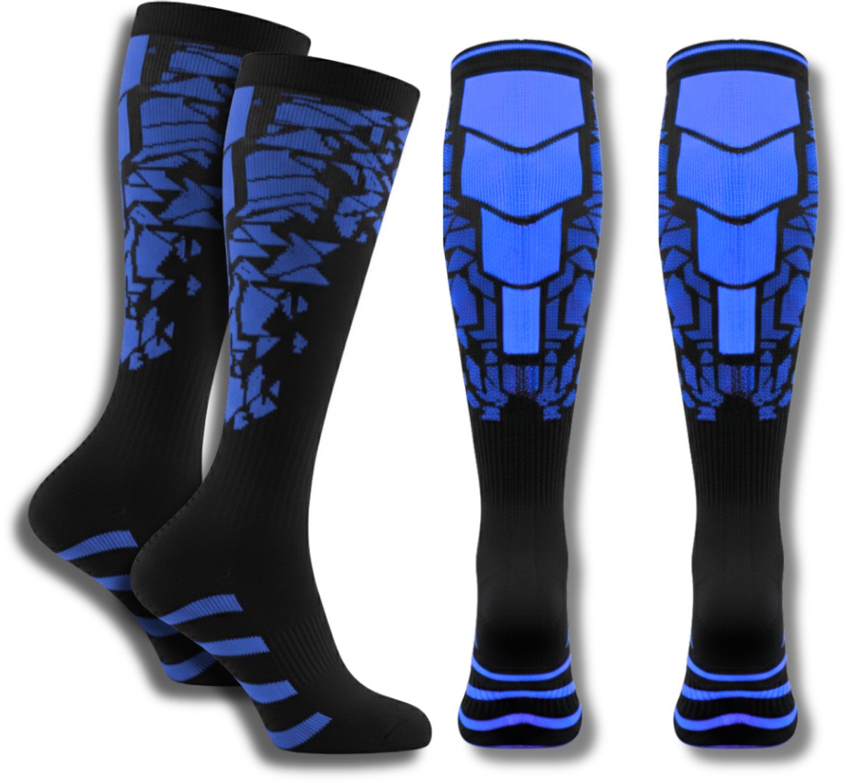 LUCCIO Performance 2 paar Compressiekousen - Sportsokken - Steunkousen - Hardloopsokken - 20-30 mmHg - Wandelsokken - Hardlopen, Reizen, Sport & Herstel - Blauw - Maat 38-42 - Unisex